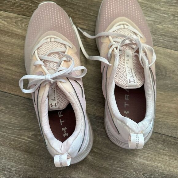 UNDER Armour Charged Breathe 2 Pink Textile Womens Lace Up Trainers sz 10 - Picture 8 of 9